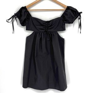 Topshop Black Side Cutout Puff Sleeve Babydoll Dress Women’s Size 2 in EUC!